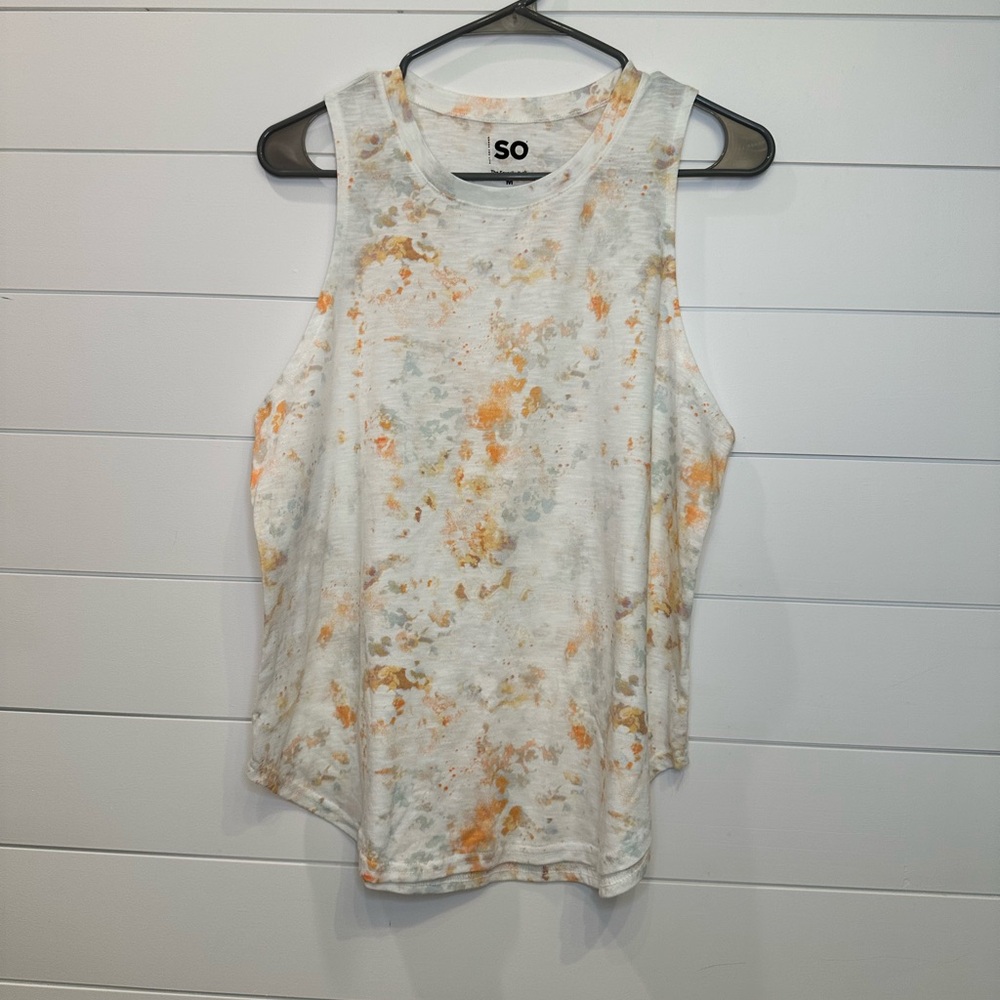 SO Women's Tie-Dye Muscle Tee - Orange and White